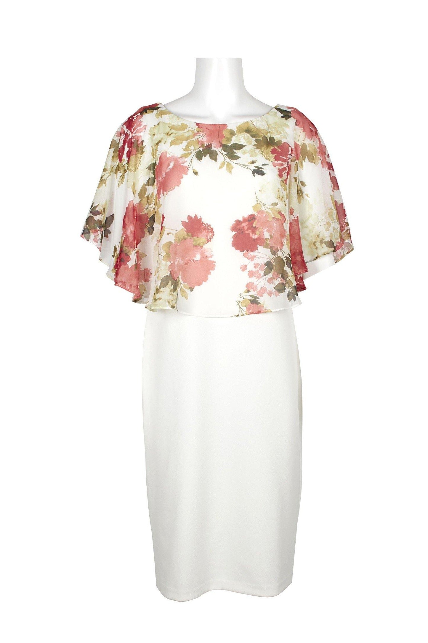 Connected Apparel Short Floral Chiffon Overlay Dress - The Dress Outlet