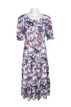 Connected Apparel Short Sleeve Floral Print Dress - The Dress Outlet