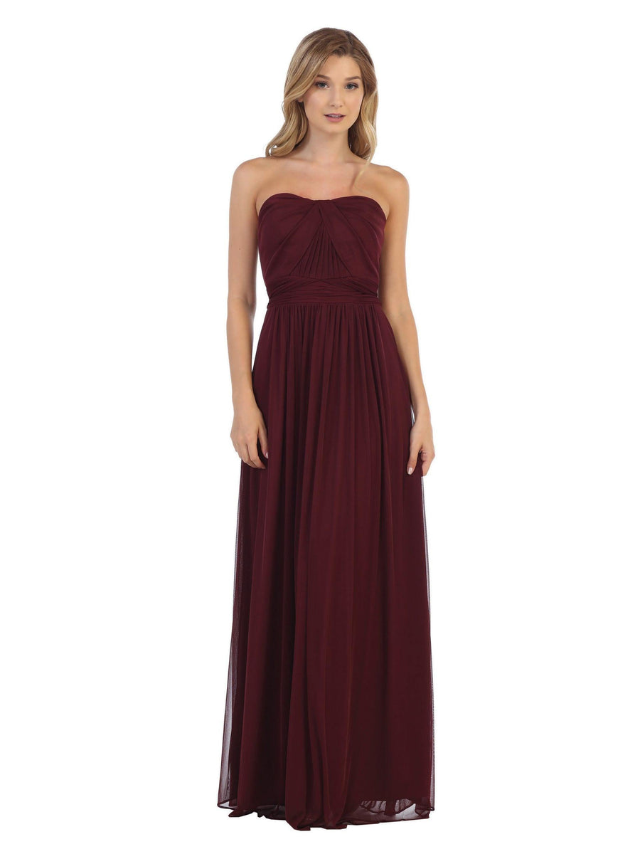 Convertible Long Bridesmaid Dress - The Dress Outlet