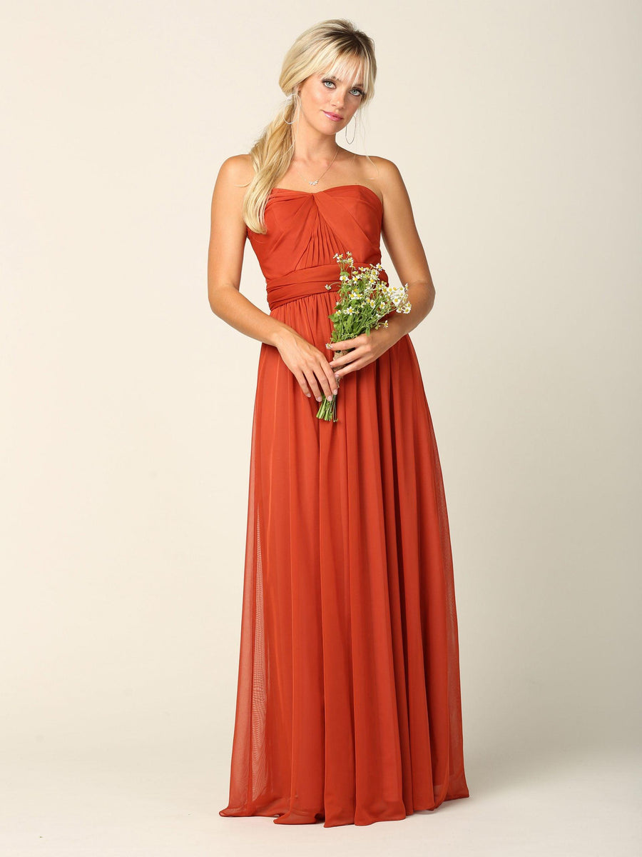 Convertible Long Bridesmaid Dress - The Dress Outlet