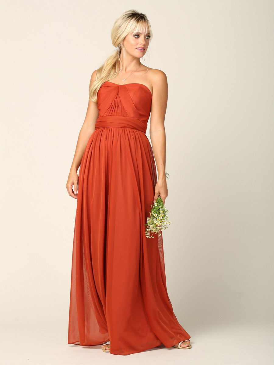 Convertible Long Bridesmaid Dress - The Dress Outlet