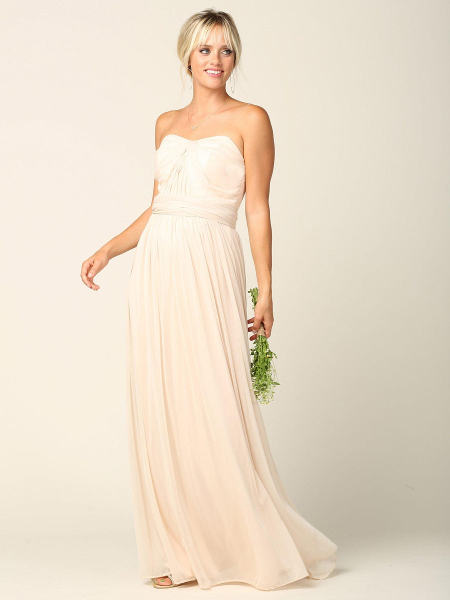 Convertible Long Bridesmaid Dress - The Dress Outlet