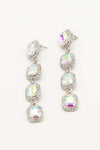 Crystal Clear Rhinestone Linear Drop Earrings - The Dress Outlet