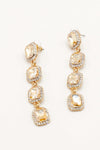 Crystal Clear Rhinestone Linear Drop Earrings - The Dress Outlet