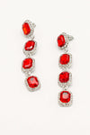 Crystal Clear Rhinestone Linear Drop Earrings - The Dress Outlet