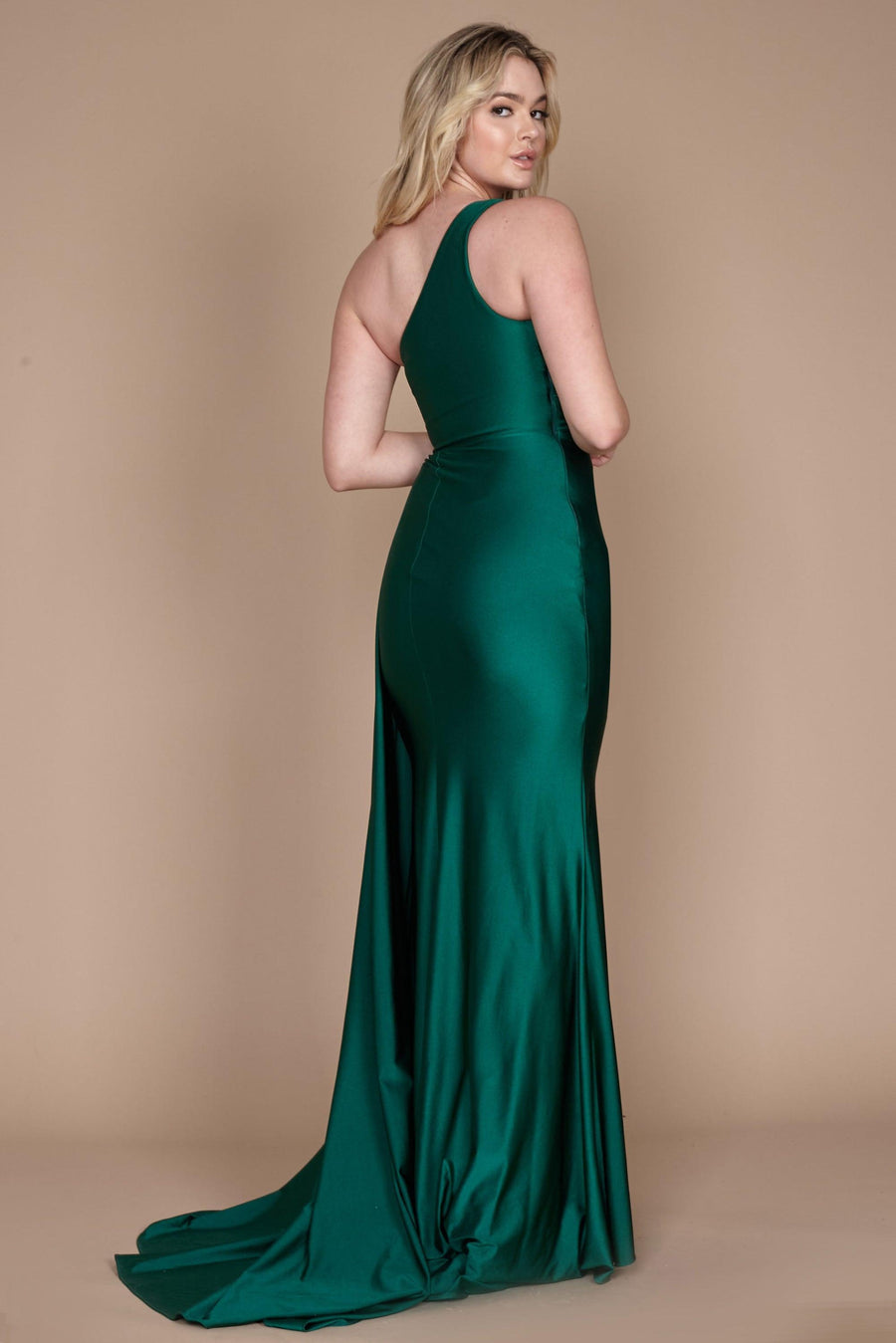 Prom Dresses One Shoulder Long Evening Gown Prom Dress Emerald