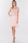 Embroidered Ruffle Short Homecoming Dress - The Dress Outlet