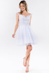 Embroidered Ruffle Short Homecoming Dress - The Dress Outlet