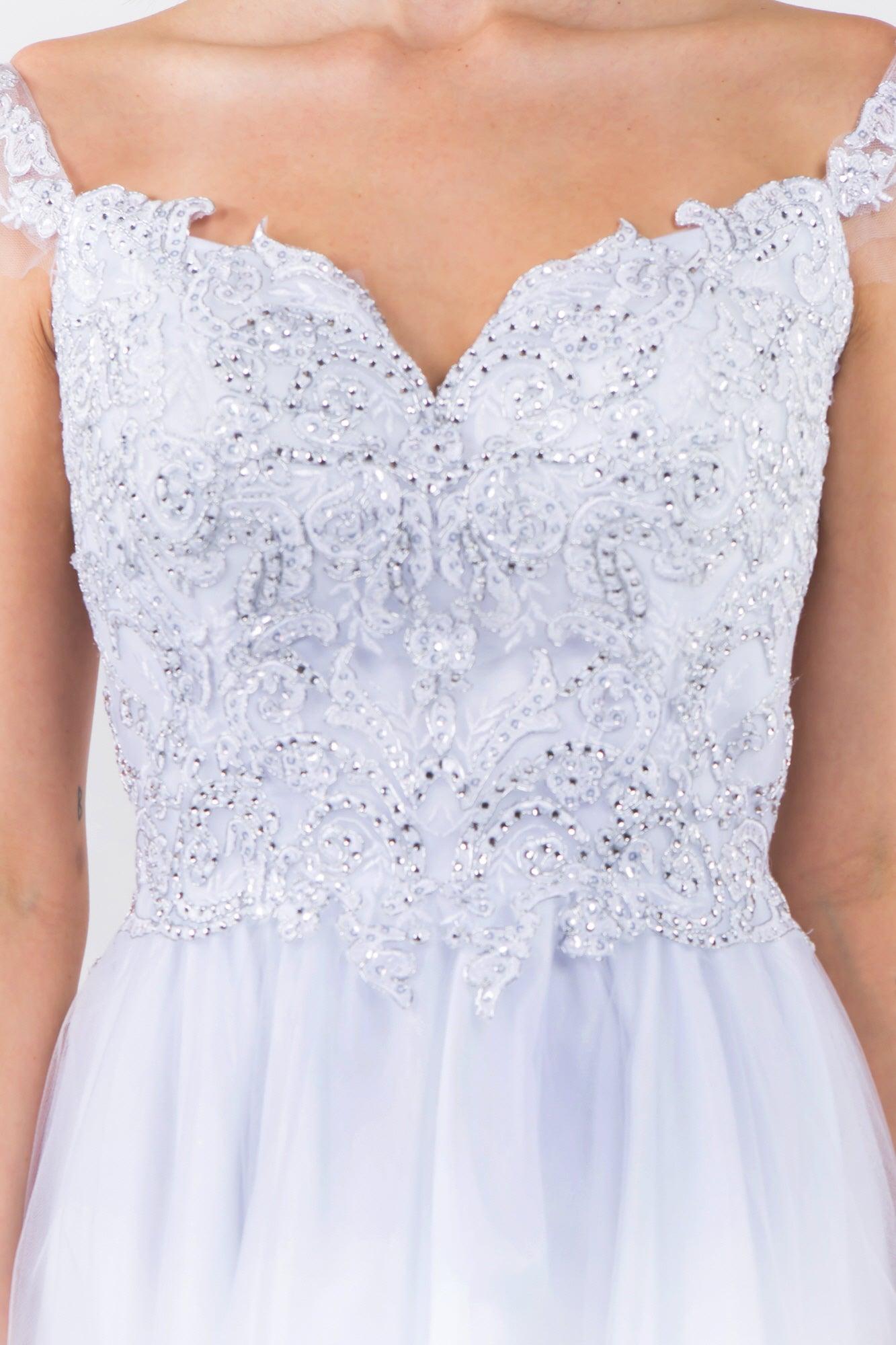 Embroidered Ruffle Short Homecoming Dress - The Dress Outlet