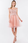 Embroidered Ruffle Short Homecoming Dress - The Dress Outlet