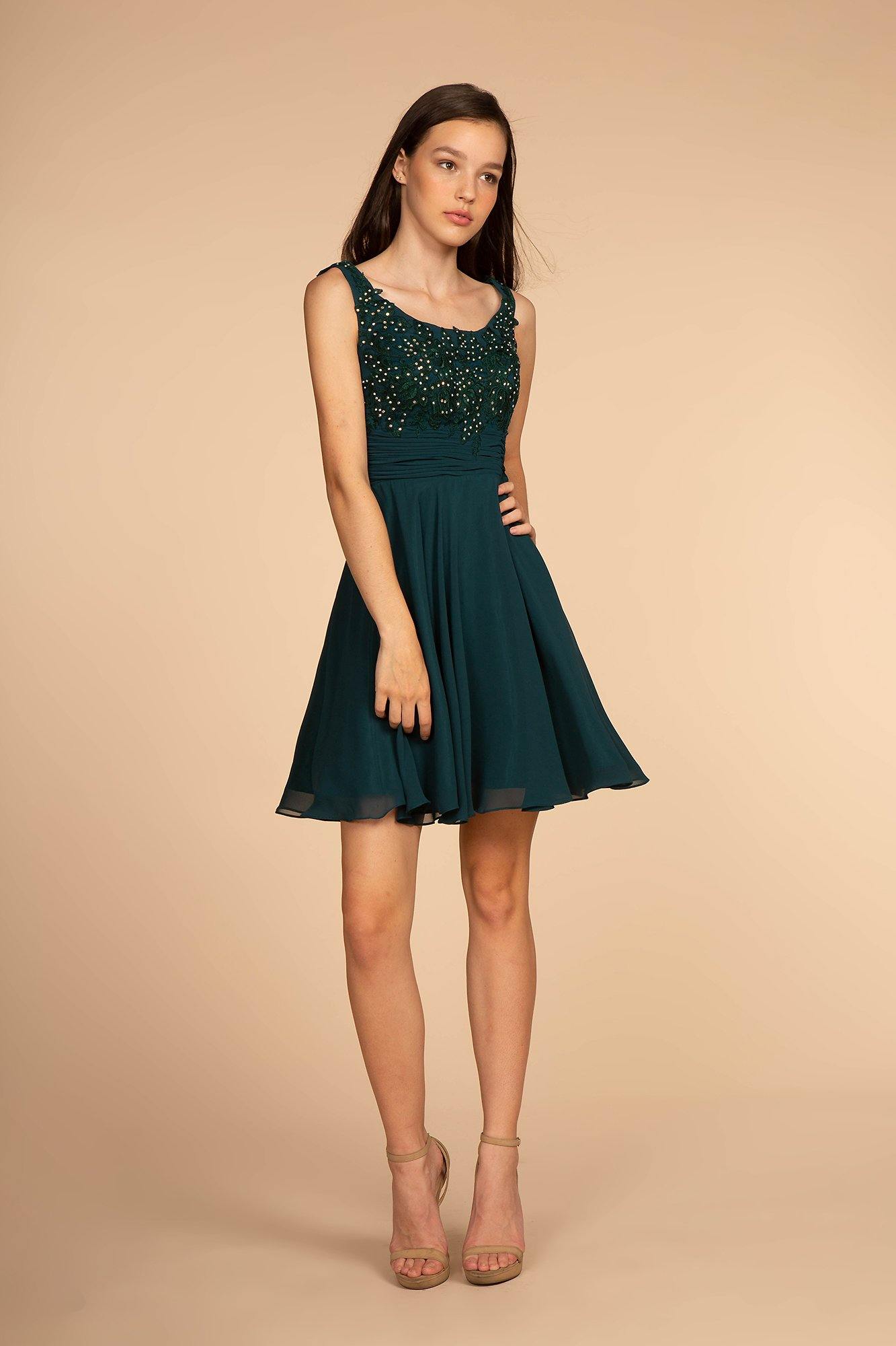 Embroiered Bodice Short Dress Sale - The Dress Outlet