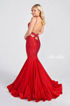 Prom Dresses Mermaid Long Formal Beaded Prom Gown Ruby