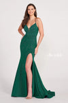 Prom Dresses Long Fitted Slit Evening Prom Dress Emerald