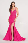 Prom Dresses Long Fitted Slit Evening Prom Dress Magenta