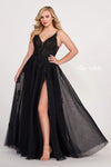 Prom Dresses Long A Line Formal Glitter Slit Prom Dress Black