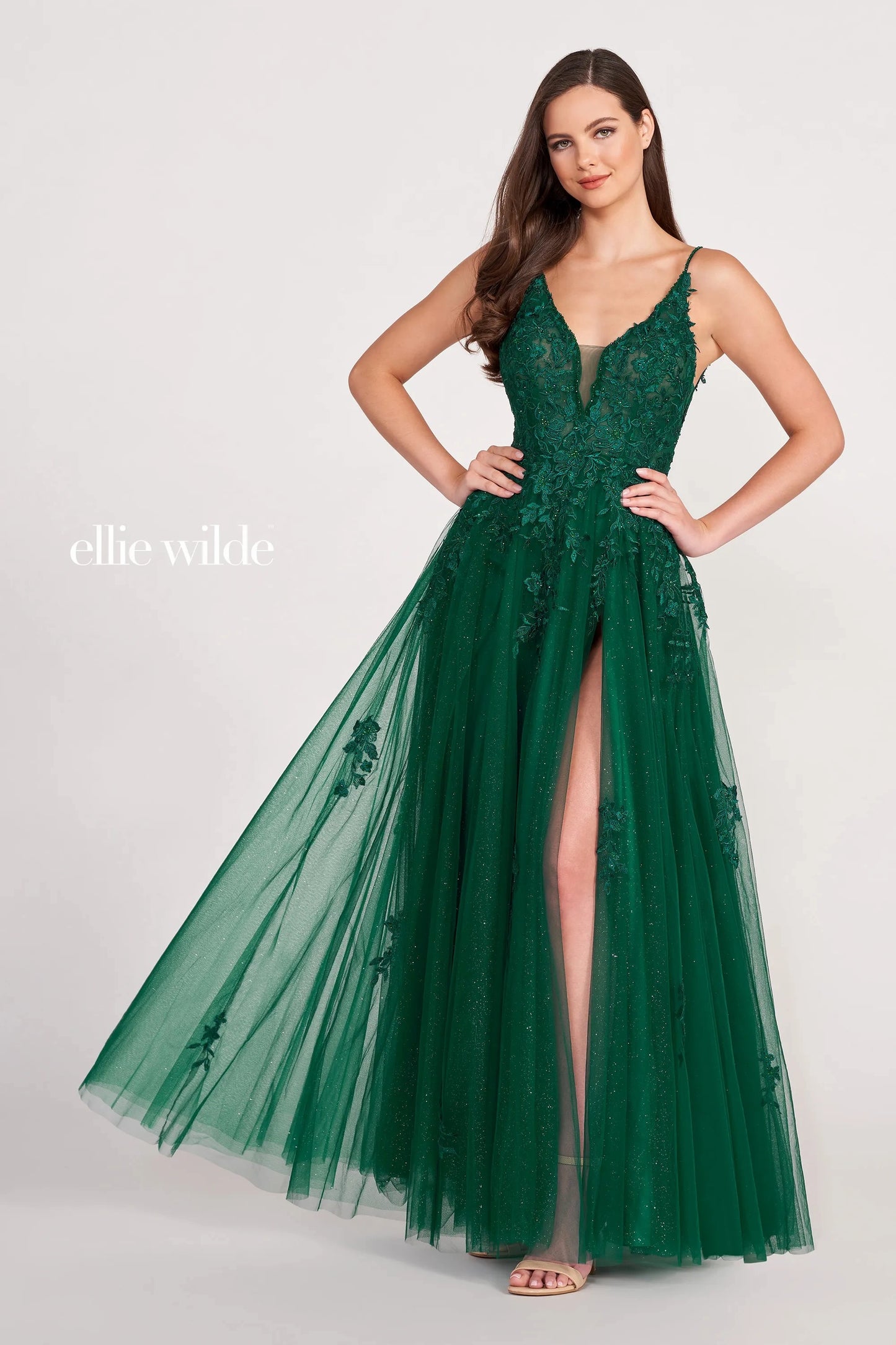 Prom Dresses Long A Line Formal Glitter Slit Prom Dress Emerald