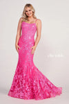 Prom Dresses Beaded Mermaid Long Formal Prom Gown Cerise