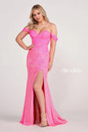 Prom Dresses Long Fitted Slit Formal Prom Gown Hot Pink