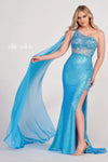 Prom Dresses Fitted Long Formal Overskirt Prom Dress Ocean Blue