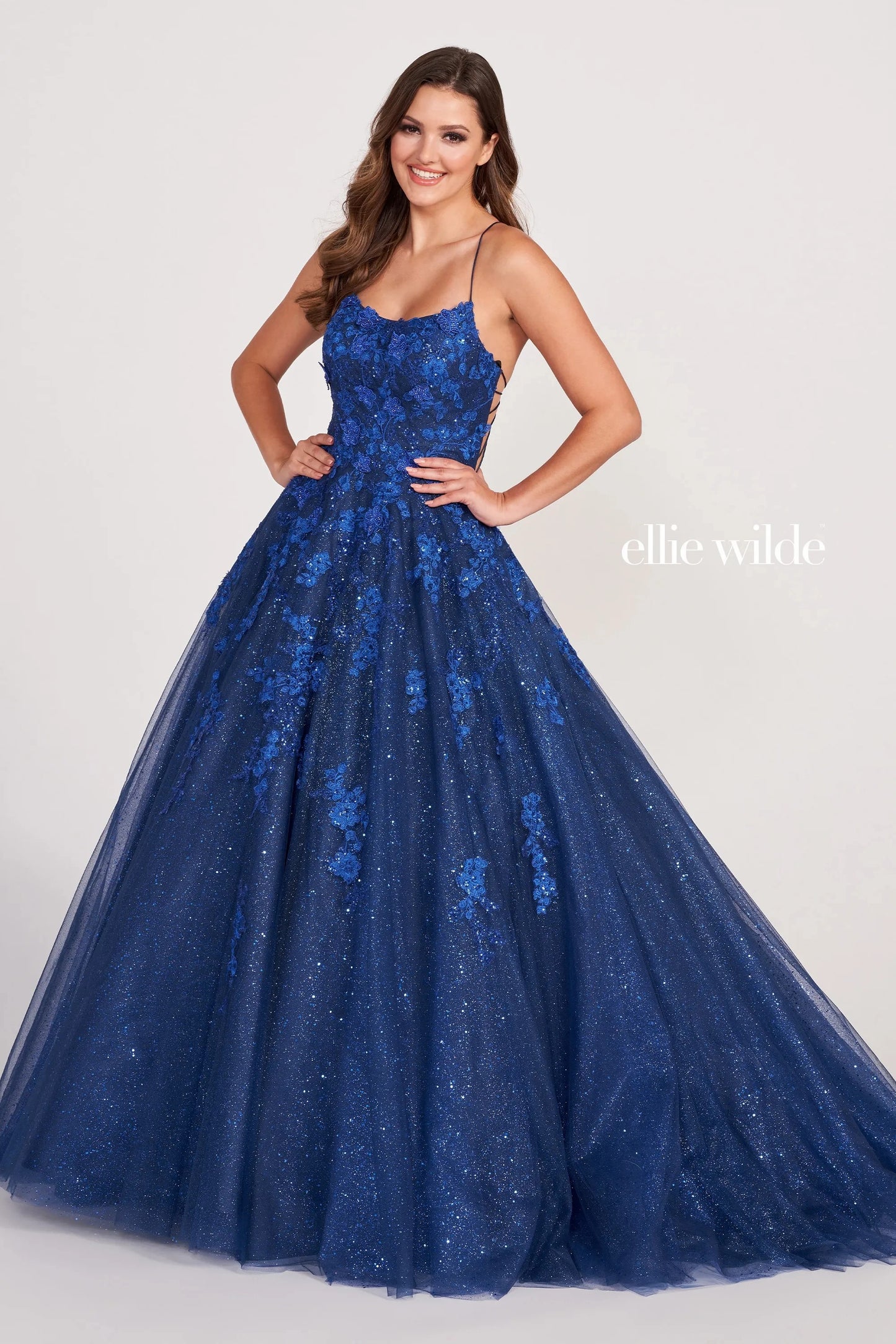 Prom Dresses Long Formal Prom Glitter Ball Gown Navy Blue