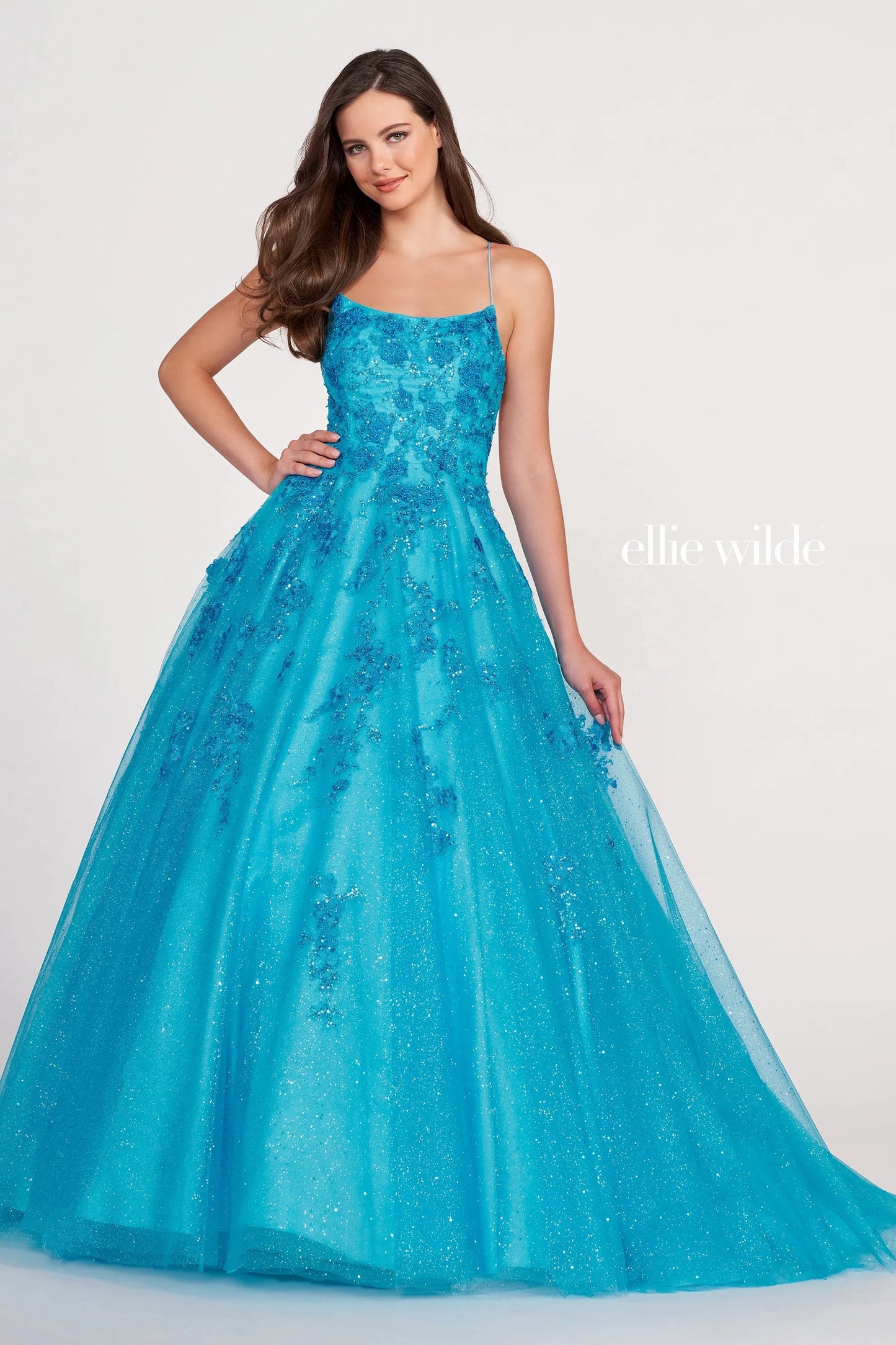 Prom Dresses Long Formal Prom Glitter Ball Gown Ocean