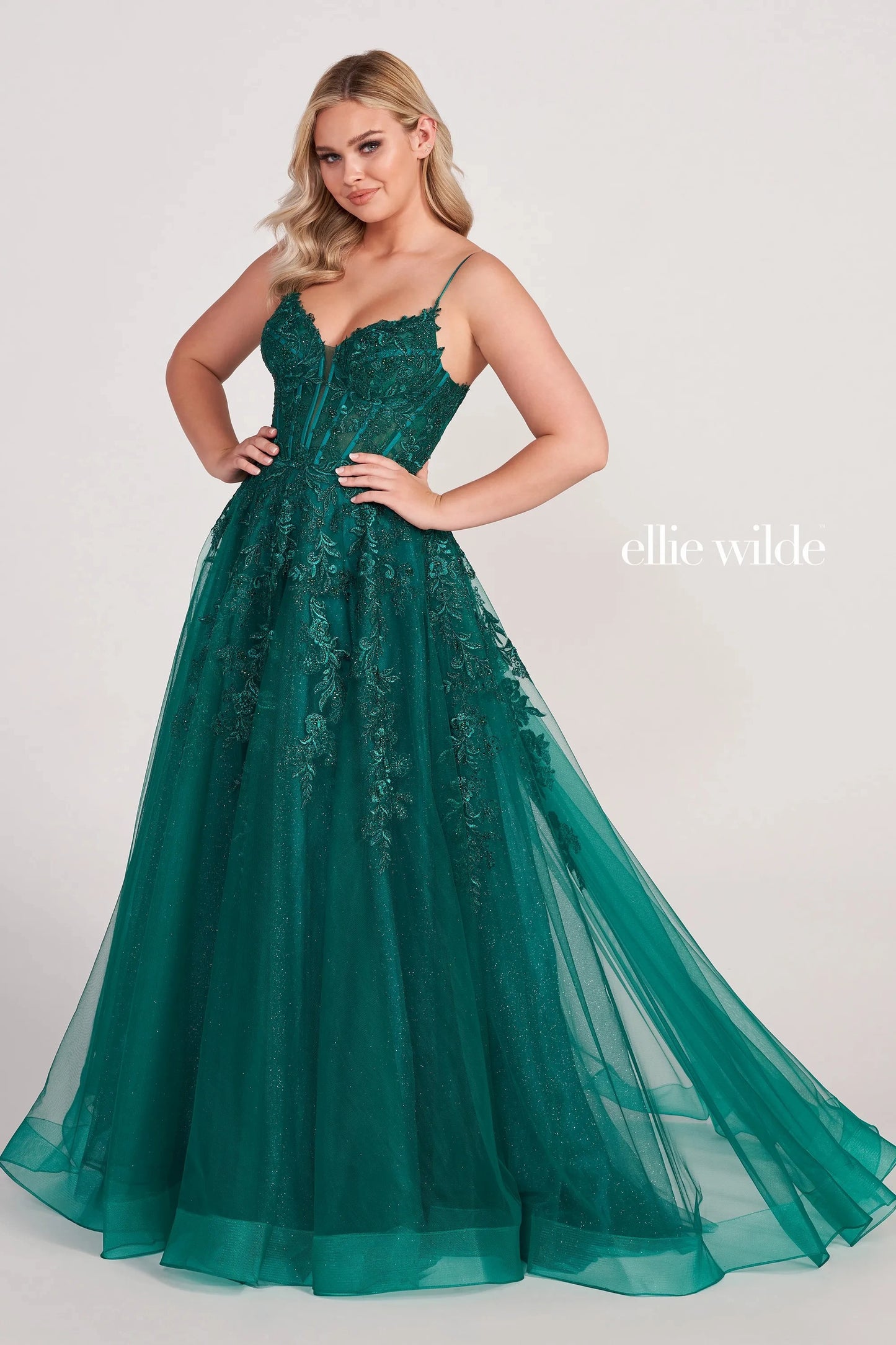 Prom Dresses Long Ball Gown Applique Prom Dress Emerald