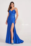 Prom Dresses Long Beaded Slit Formal Prom Dress Royal Blue