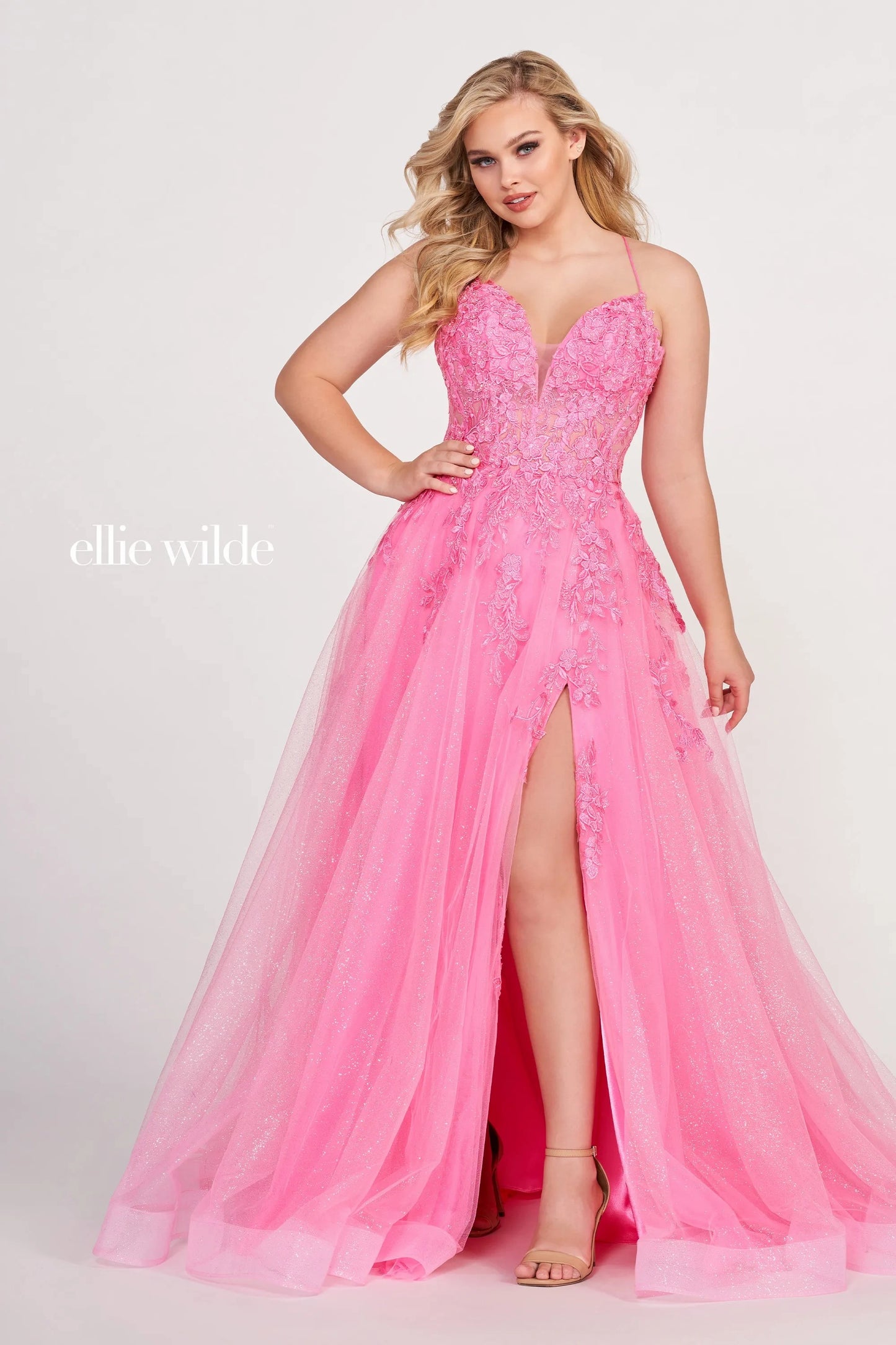 Prom Dresses Long Glitter Ball Gown Prom Dress Hot Pink