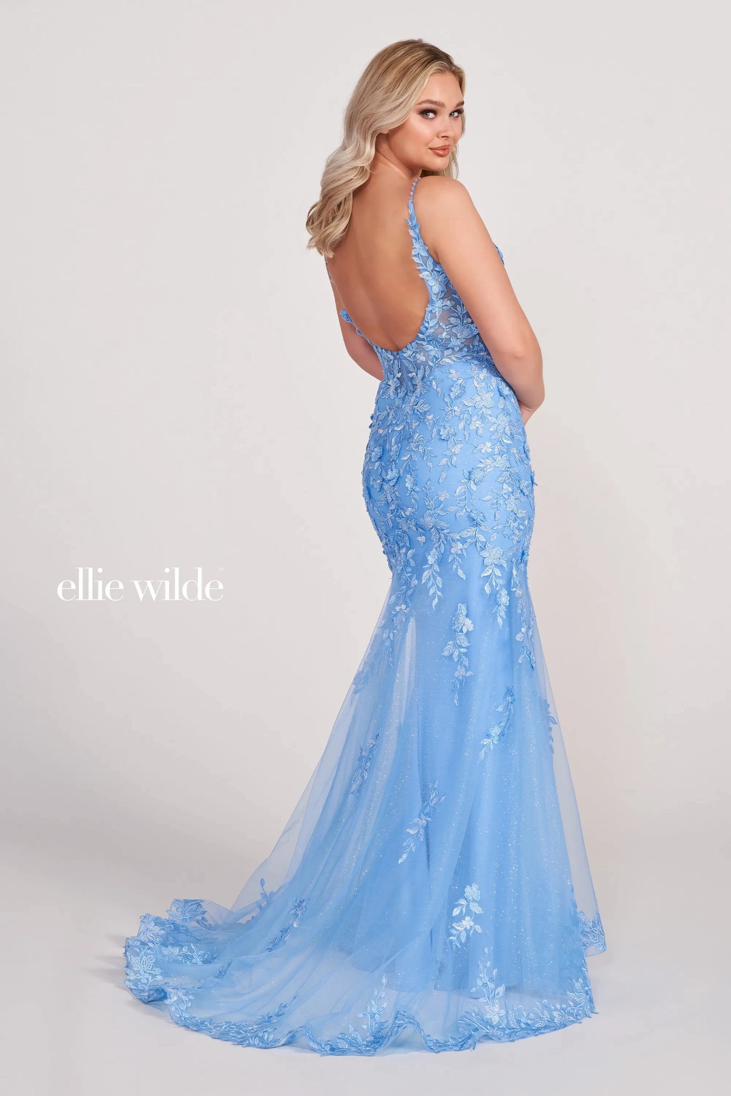 Prom Dresses Fitted Long Formal Applique Prom Dress Bluebell