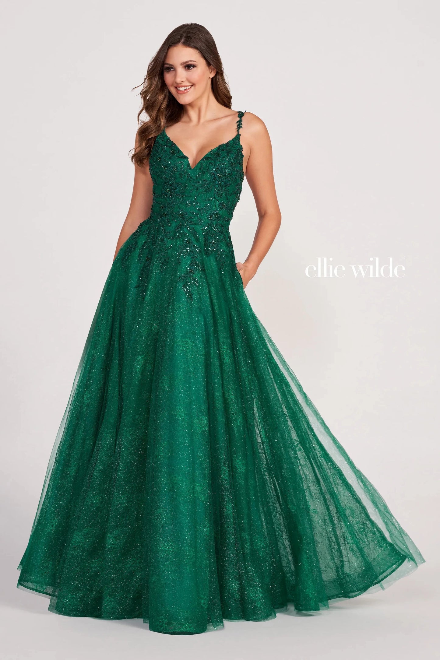 Prom Dresses Prom Long Formal Pocket Evening Gown Emerald