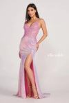 Prom Dresses Fitted Long Formal Slit Prom Dress Pink