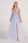 Prom Dresses Long Glitter Applique Prom Ball Gown Light Blue