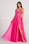 Prom Dresses Long Glitter Applique Prom Ball Gown Magenta