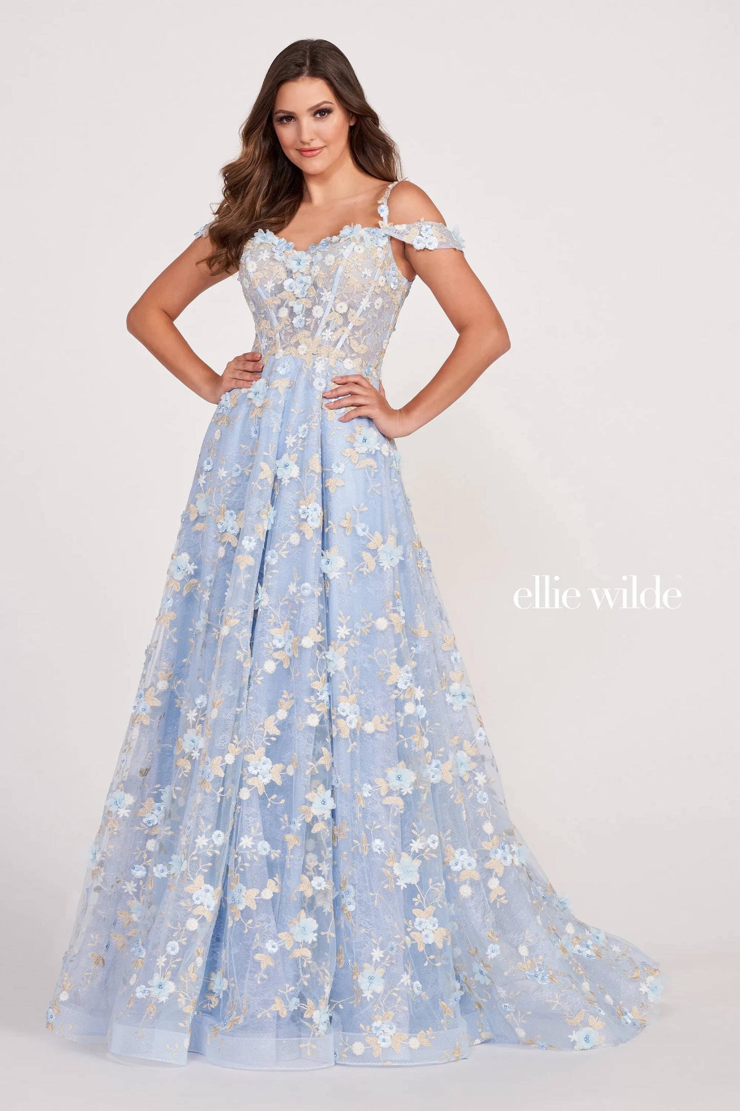 Prom Dresses Evening Formal Long Prom Dress Light Blue Light Gold