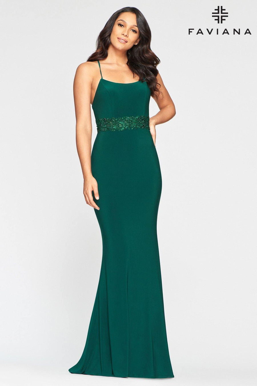 Faviana S10421 Long Mermaid Fit Evening Prom Dress - The Dress Outlet Faviana