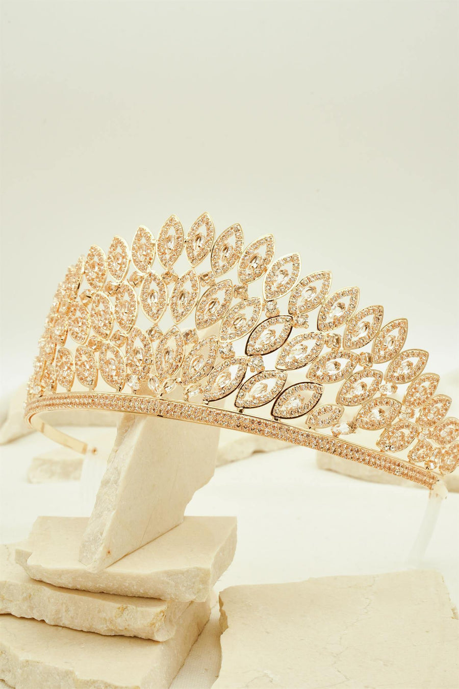 Feather Style Rhinestone Wedding Tiara Crown - The Dress Outlet