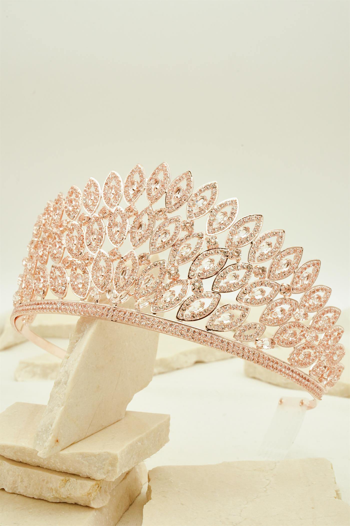 Feather Style Rhinestone Wedding Tiara Crown - The Dress Outlet