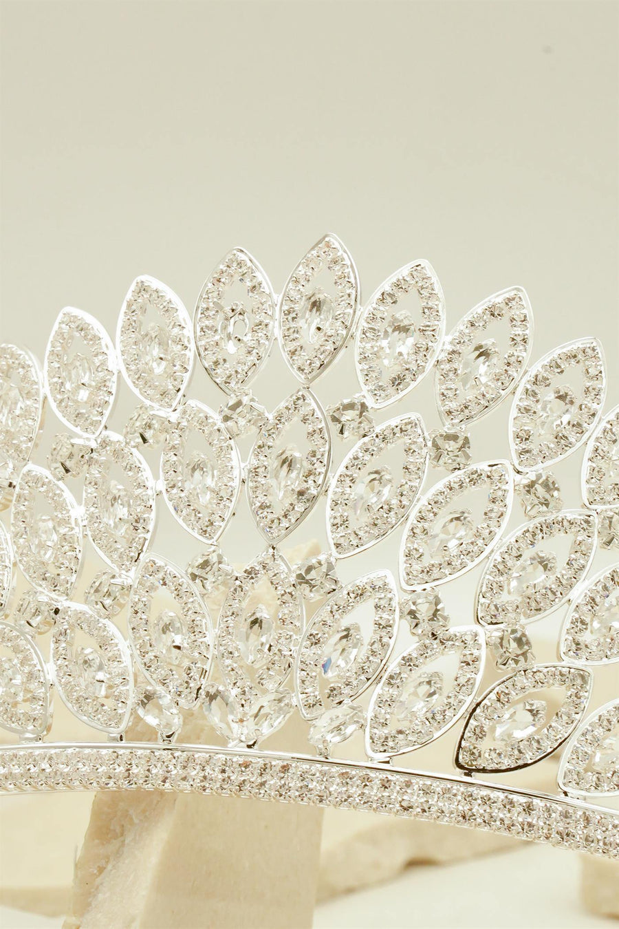 Feather Style Rhinestone Wedding Tiara Crown - The Dress Outlet