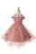 Floral Off Shoulder High Low Flower Girl Dress - The Dress Outlet