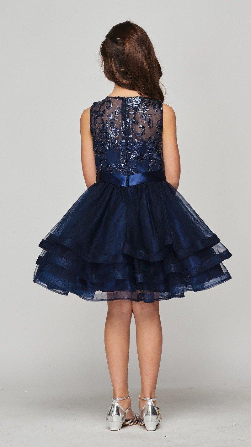 Flower Girl Sleeveless Sequins Lace Dress - The Dress Outlet