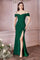 Fitted Long Off Shoulder Prom Dress Emerald