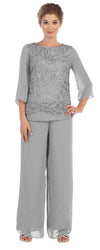 Formal 2 Piece Mother of the Bride Lace Pant Suit - The Dress Outlet