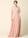 Formal Mother of the Bride Long Lace Chiffon Dress - The Dress Outlet