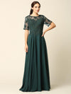 Formal Mother of the Bride Long Lace Chiffon Dress - The Dress Outlet