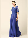 Formal Mother of the Bride Long Lace Chiffon Dress - The Dress Outlet