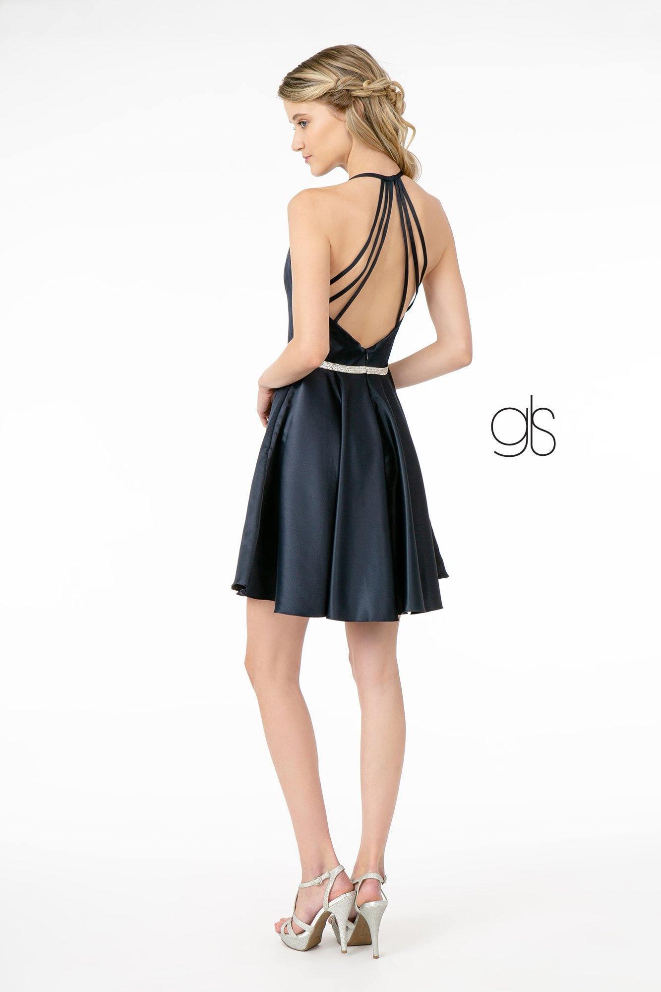 Formal Satin Short Dress Cocktail - The Dress Outlet Elizabeth K