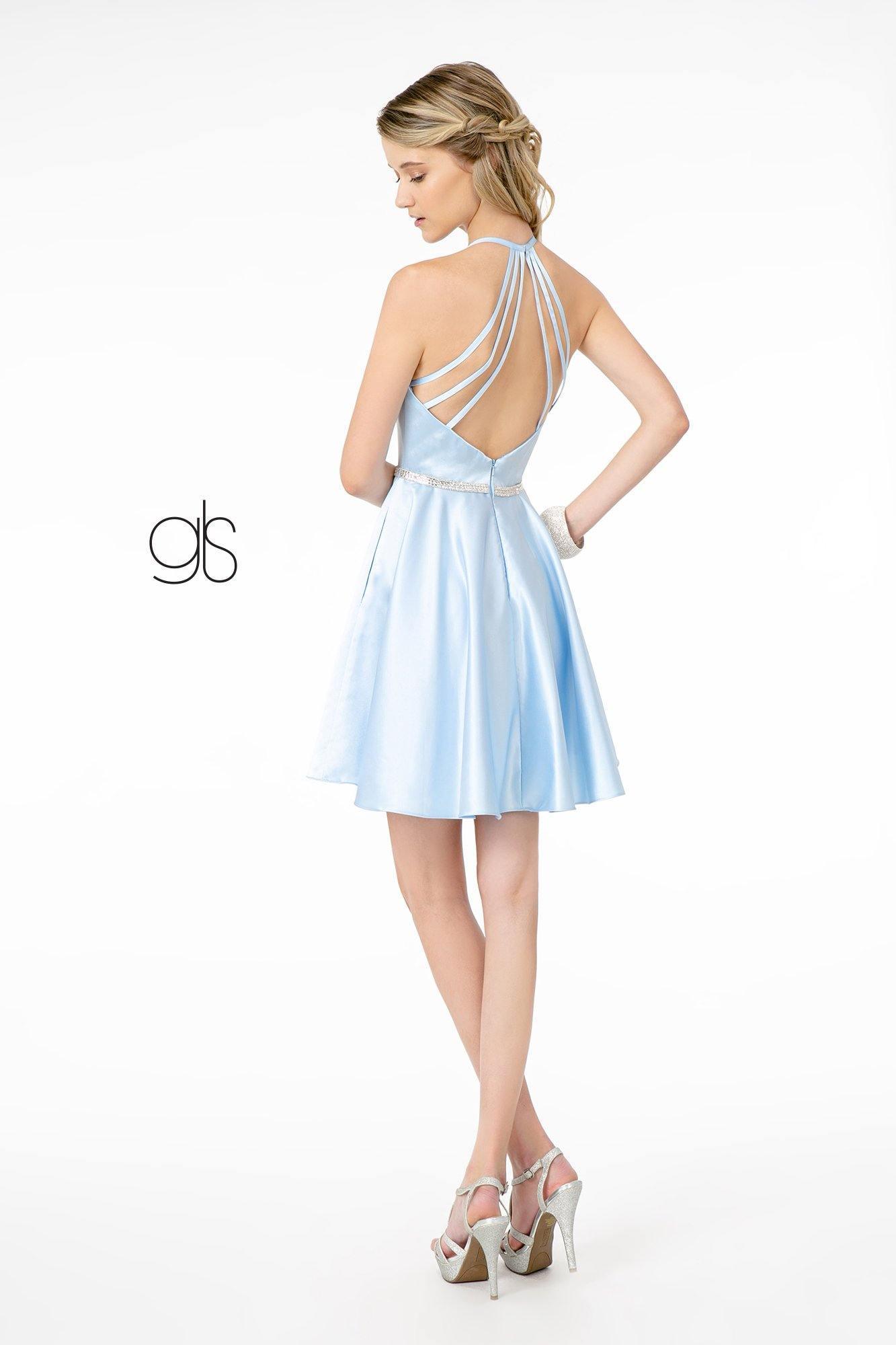 Formal Satin Short Dress Cocktail - The Dress Outlet Elizabeth K