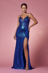 Fitted Spaghetti Strap Long Prom Dress - The Dress Outlet