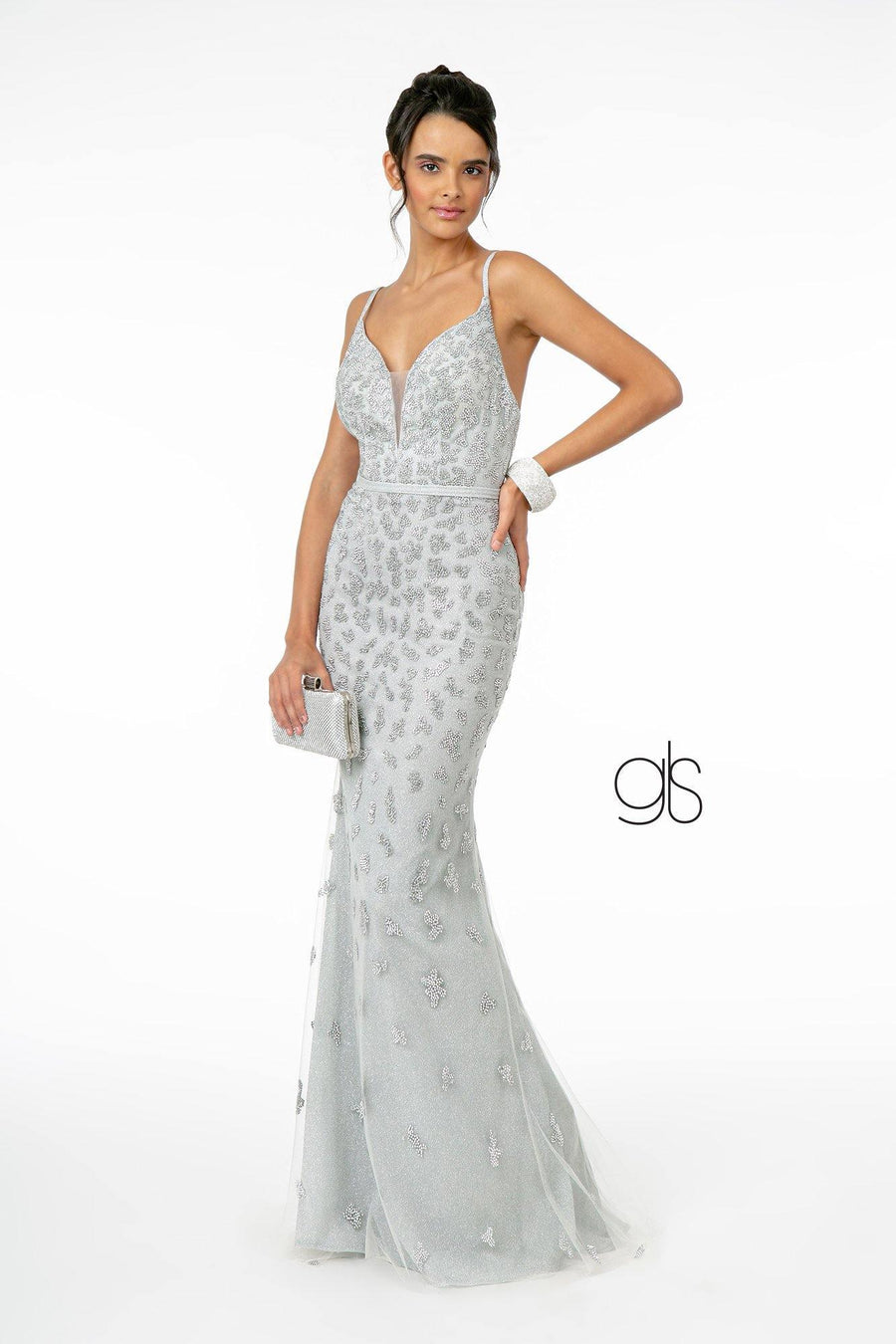 Glitter Mesh Mermaid Long Prom Dress Sale - The Dress Outlet