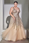 Glittered Long Sleeveless Prom Plus Size Dress - The Dress Outlet